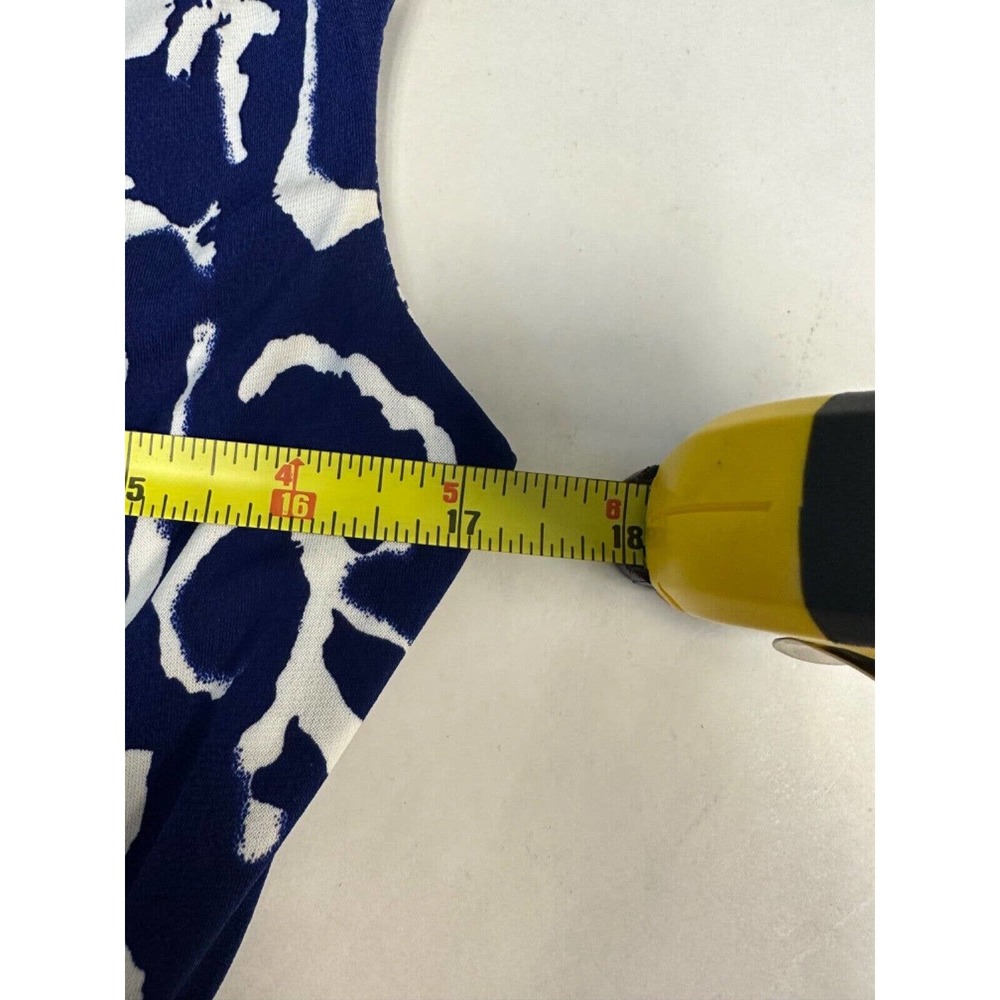 LAUREN RALPH LAUREN BLUE WHITE WRAP STYLE DRESS SIZE 8 Faux Wrap Career A27 - Picture 5 of 7